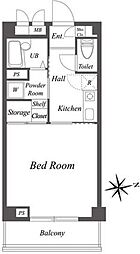 エクセラン池袋 1階1Kの間取り