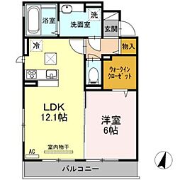 ロイヤルビュー2 1LDKの間取図画像