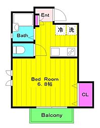 プレミールＡ 1階1Kの間取り