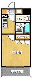 スペーシア川崎III 6階1Kの間取り
