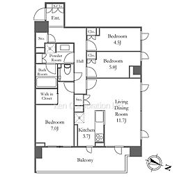 グランドメゾン杉並永福町 2階3LDKの間取り