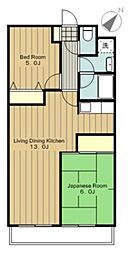 エルメゾンアライ 2LDKの間取図画像