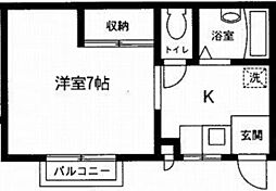 トライアングル 1Kの間取図画像