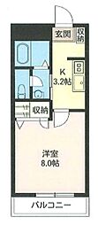 レイクルイーズ 1Kの間取図画像