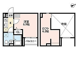 グランテリア出屋敷 1Kの間取図画像
