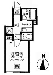 ブルージュ 1Kの間取図画像