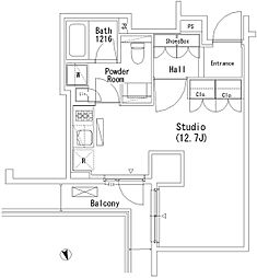 パークアクシス代官山 5階ワンルームの間取り
