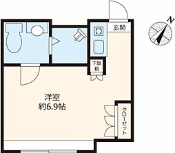 中葛西ハイツ 4階ワンルームの間取り