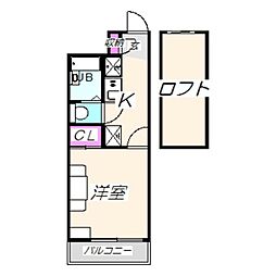 レオパレスmioposto 1Kの間取図画像