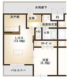ルネスフルーレ 1LDKの間取図画像