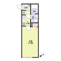 （仮称）船橋日大Ｂ新築計画 2階1Kの間取り