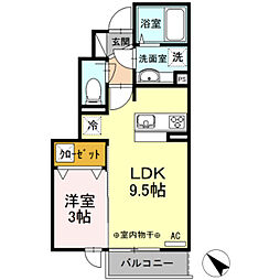 クレール多摩 1LDKの間取図画像