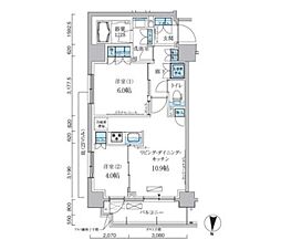 パークアクシス両国馬車通り 905 9階2LDKの間取り