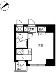 スカイコート後楽園No.2 ワンルームの間取図画像