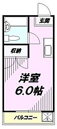 京王線 京王八王子駅 徒歩19分の賃貸アパート 2階ワンルームの間取り