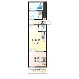 阪急神戸本線 園田駅 徒歩13分の賃貸アパート 3階1LDKの間取り