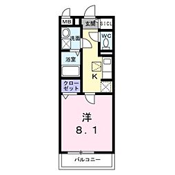 ブレーメンハウス 1Kの間取図画像