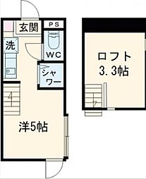 東急池上線 久が原駅 徒歩6分の賃貸アパート 1階ワンルームの間取り