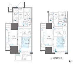 ズーム信濃町 12階1DKの間取り