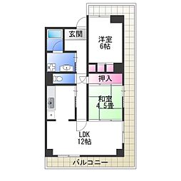 ベリオ高石 2階2LDKの間取り