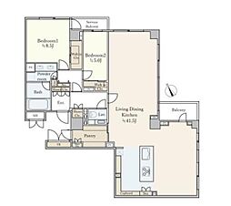 パークハウス三番町 10階2LDKの間取り