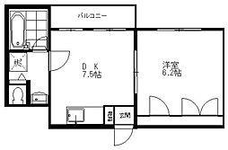 第2コーポファミーユ 1DKの間取図画像