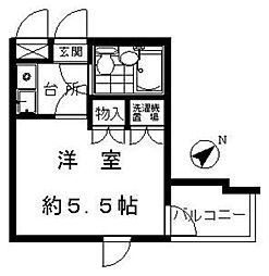 コバヤシハイツ 4階1Kの間取り