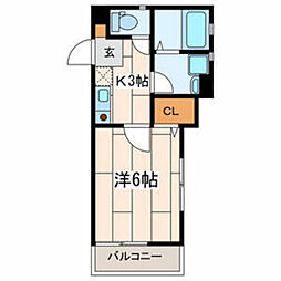 ステュディオ古峯港南 1Kの間取図画像