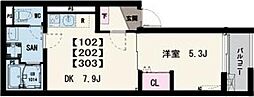 江戸川区小松川4丁目マンション 1DKの間取図画像