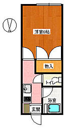 コーポラモナ 1階1Kの間取り