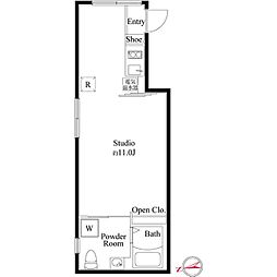 アンベリール御徒町 3階ワンルームの間取り