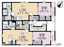 シーレクラメイションII 2階1LDKの間取り