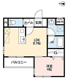 葛飾区小菅1丁目アパート 1LDKの間取図画像