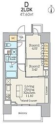 クレストコート王子 2LDKの間取図画像