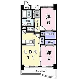 フルール野色 2階2LDKの間取り
