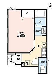 小田急多摩線 唐木田駅 徒歩7分の賃貸アパート 2階1Kの間取り