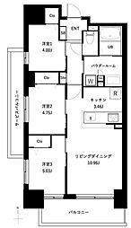 アーバンパーク谷在家 12階3LDKの間取り