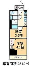 JR京浜東北・根岸線 王子駅 徒歩9分の賃貸マンション 3階2Kの間取り