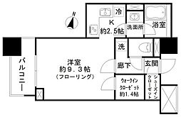 アトラス白山 8階1Kの間取り