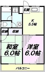 光ハイツ 1階2Kの間取り