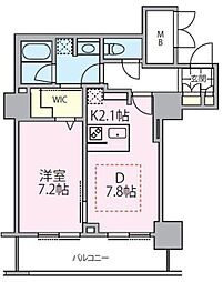 ロイヤルパークスタワー南千住 1DKの間取図画像