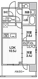 シーズンフラッツ新御徒町イースト 3階2LDKの間取り
