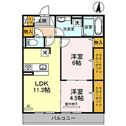 アコルデ西岩田 2LDKの間取図画像