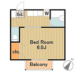 多摩都市モノレール 大塚・帝京大学駅 徒歩10分の賃貸アパート 2階1Kの間取り