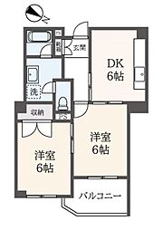 スウルス　ＢＡＢＡI 2階2DKの間取り