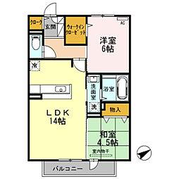たまきB棟 2LDKの間取図画像