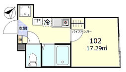 ベーネ平井 1階1Kの間取り