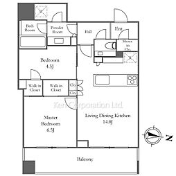 パークコート渋谷ザタワー 26階2LDKの間取り