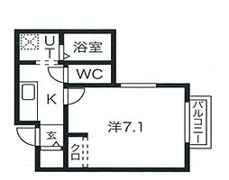 セナリオフォルム北国分 1Kの間取図画像