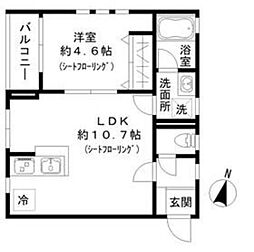 エムズマンション 1LDKの間取図画像